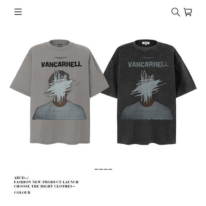 American vintage street T-shirt pure cotton men's and women's summer loose
