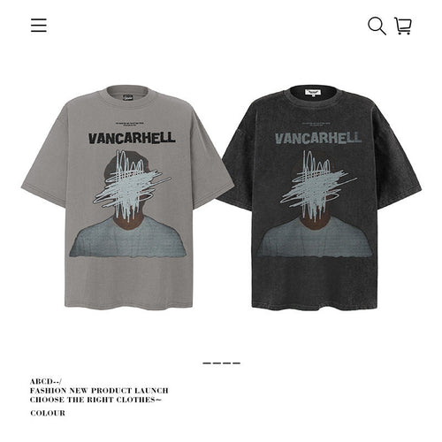 American vintage street T-shirt pure cotton men's and women's summer loose