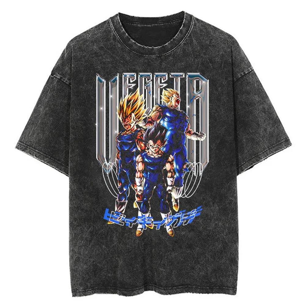 2024Men Tshirt Washed Black Vintage Japanese Anime Dragon (Prat 2)