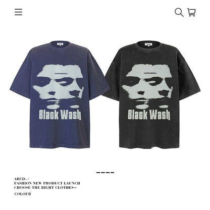 American vintage street T-shirt pure cotton retro men's and women's summer loose