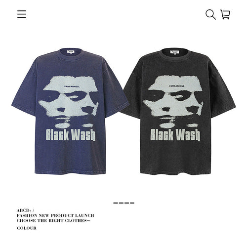 American vintage street T-shirt pure cotton retro men's and women's summer loose