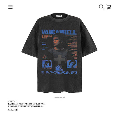 American vintage street T-shirt vintage men's and women's summer loose