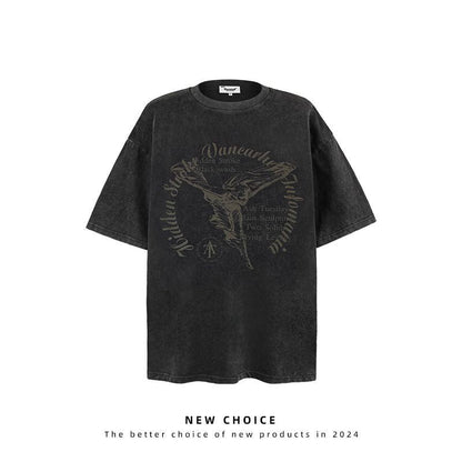 American vintage street T-shirt retro men's loose top