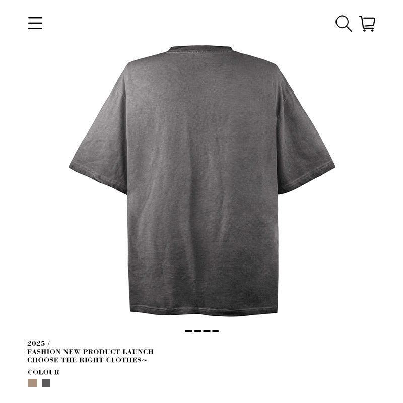American vintage street T-shirt retro men's loose casual half sleeve