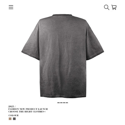 American vintage street T-shirt retro men's loose casual half sleeve