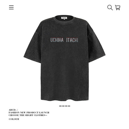 American vintage street T-shirt pure cotton men's and women's summer loose