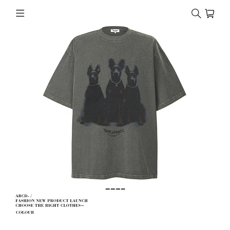 American vintage street T-shirt cotton men loose summer
