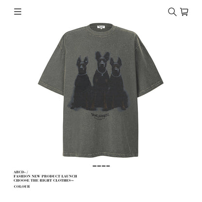 American vintage street T-shirt cotton men loose summer