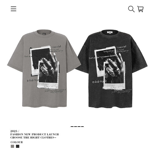 American vintage street T-shirt vintage cotton summer men and women
