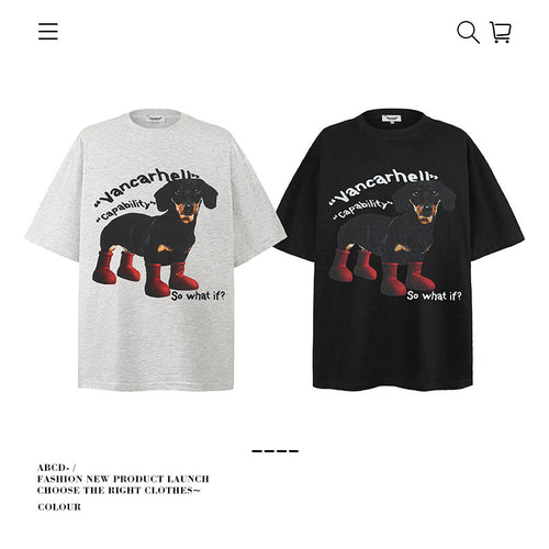 American vintage street T-shirt cotton boys summer loose