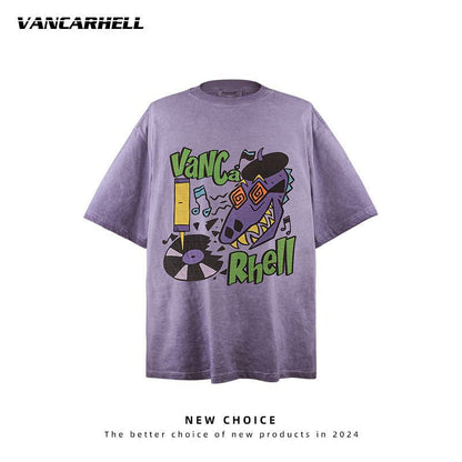 American vintage street T-shirt vintage men's summer loose