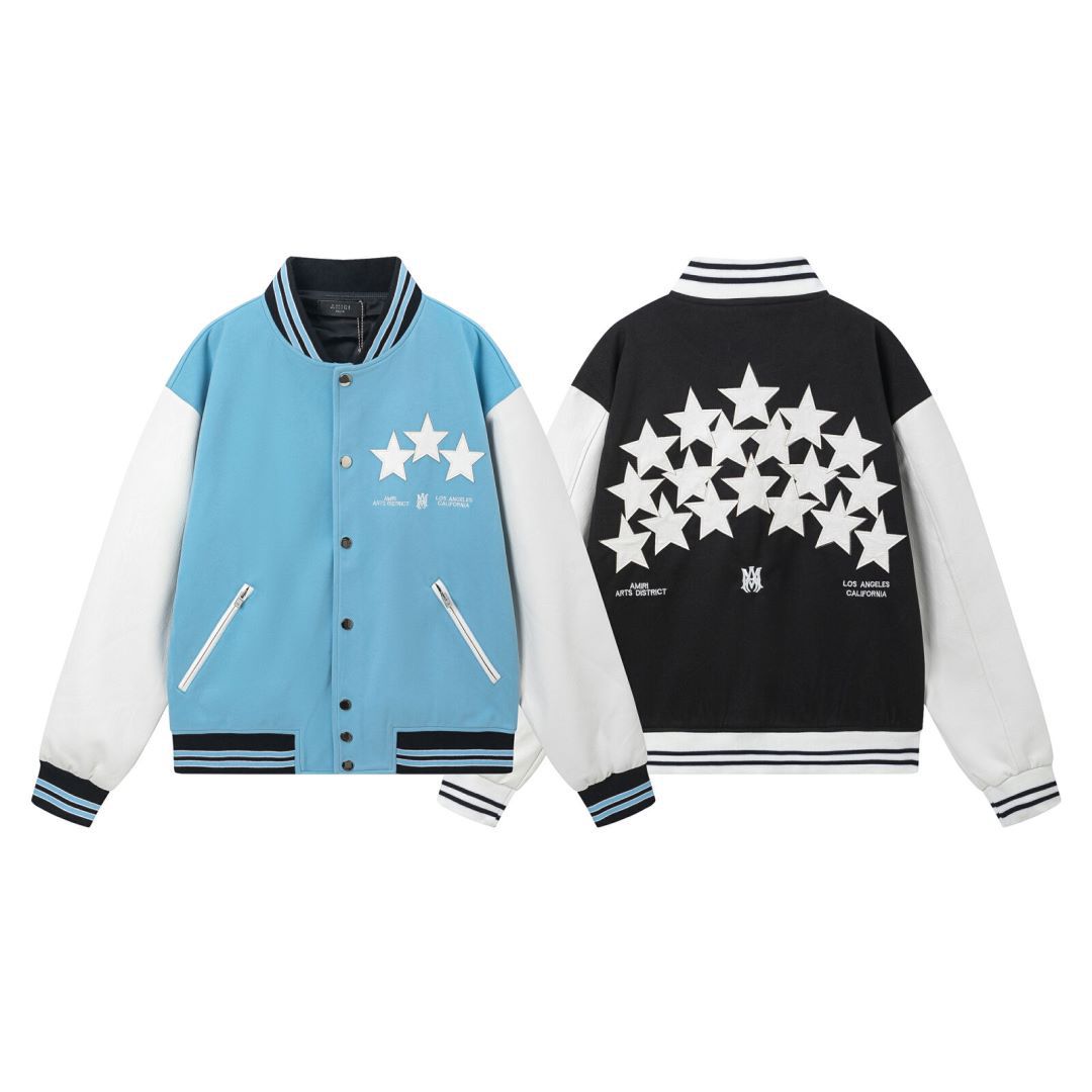 Amiri Jacket AMI Pattern Lapel Baseball Jacket for Men and Women