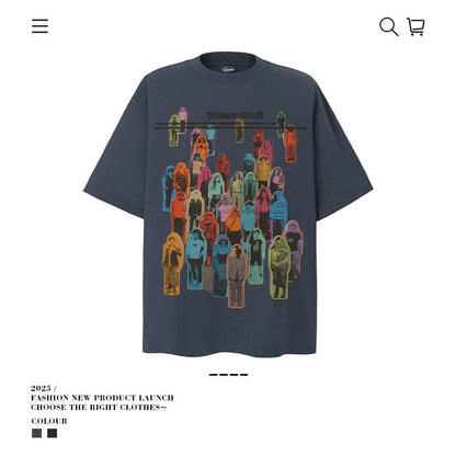 American vintage street T-shirt vintage cotton summer men and women