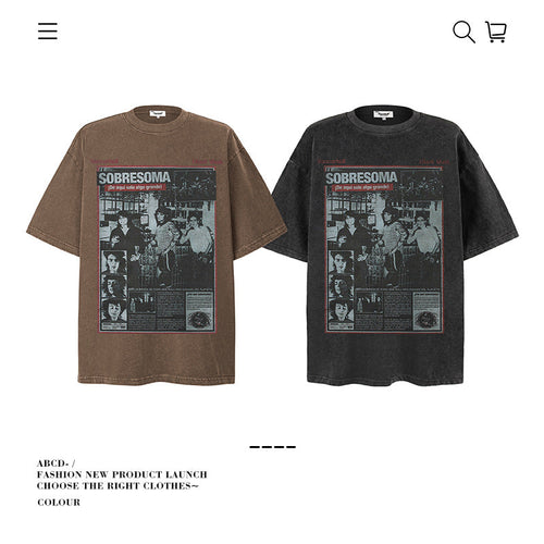 American vintage street T-shirt pure cotton retro men's and women's summer loose