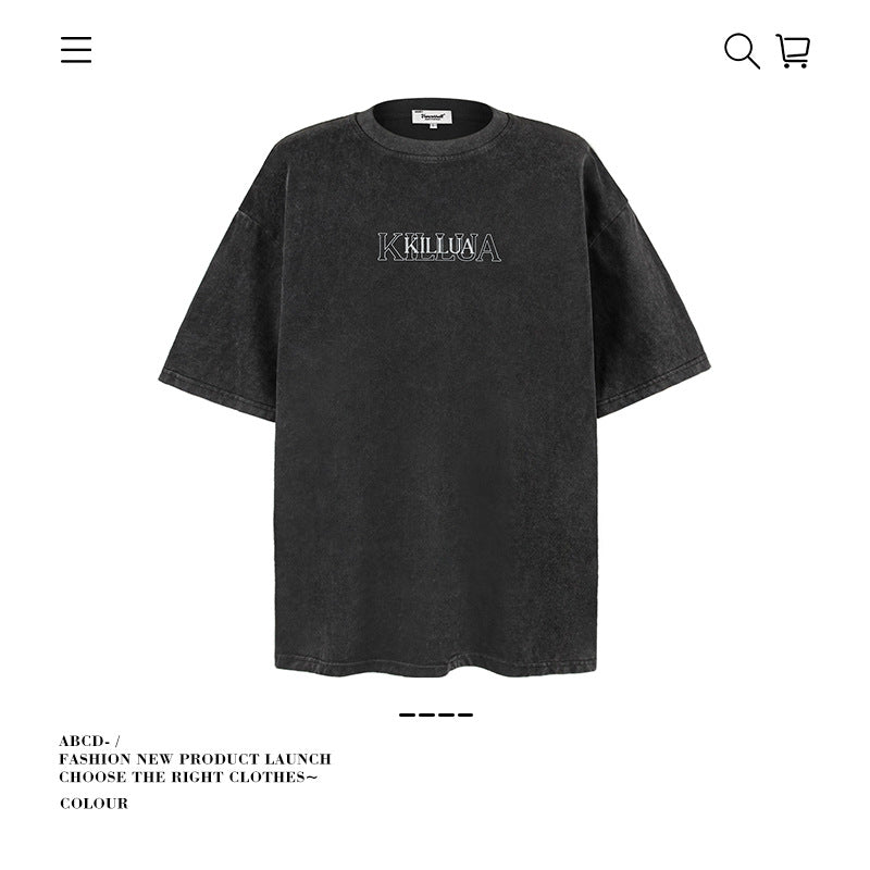 American vintage street T-shirt pure cotton men's and women's summer loose