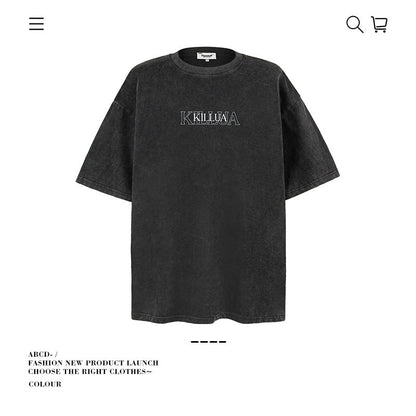 American vintage street T-shirt pure cotton men's and women's summer loose
