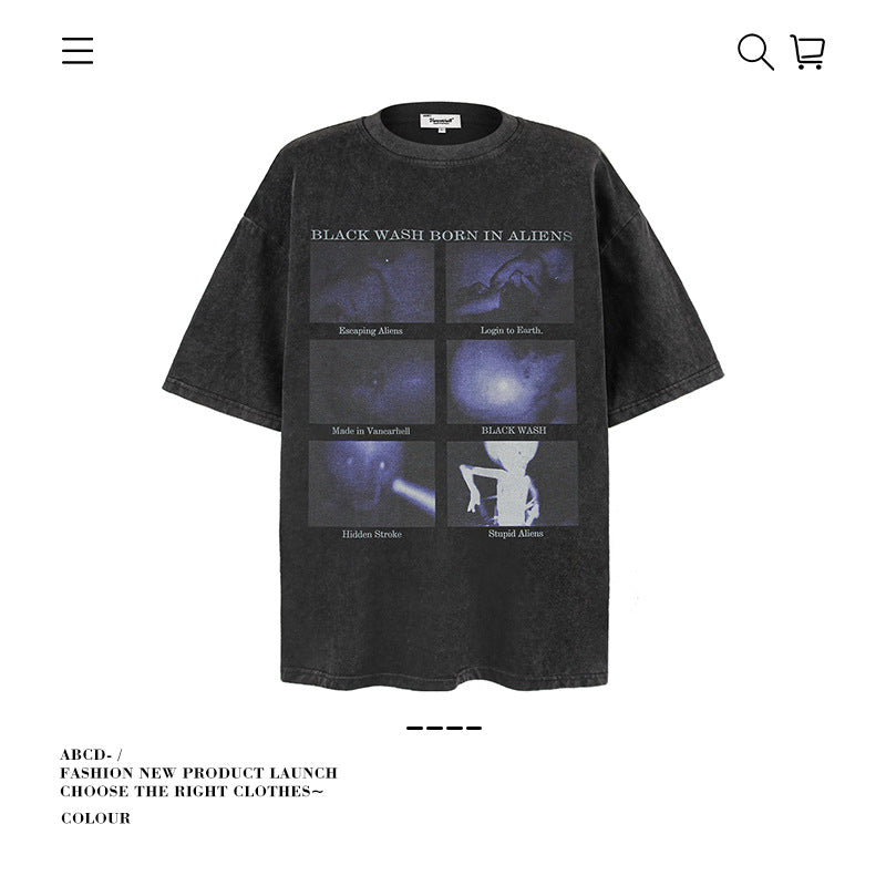 American vintage street T-shirt men's loose cotton