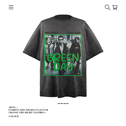 American vintage street T-shirt pure cotton retro men's and women's summer loose