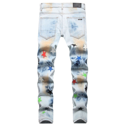 Amiri Jeans Stars Ripped Stretch Jeans