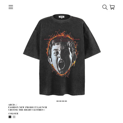 American vintage street T-shirt vintage loose for men and women