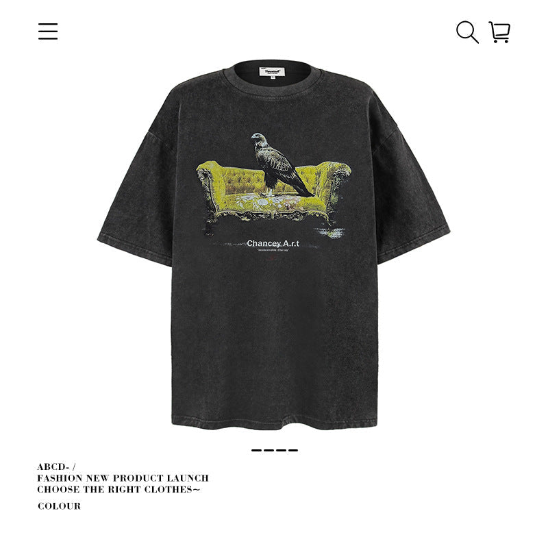 American vintage street T-shirt cotton vintage men and women loose summer