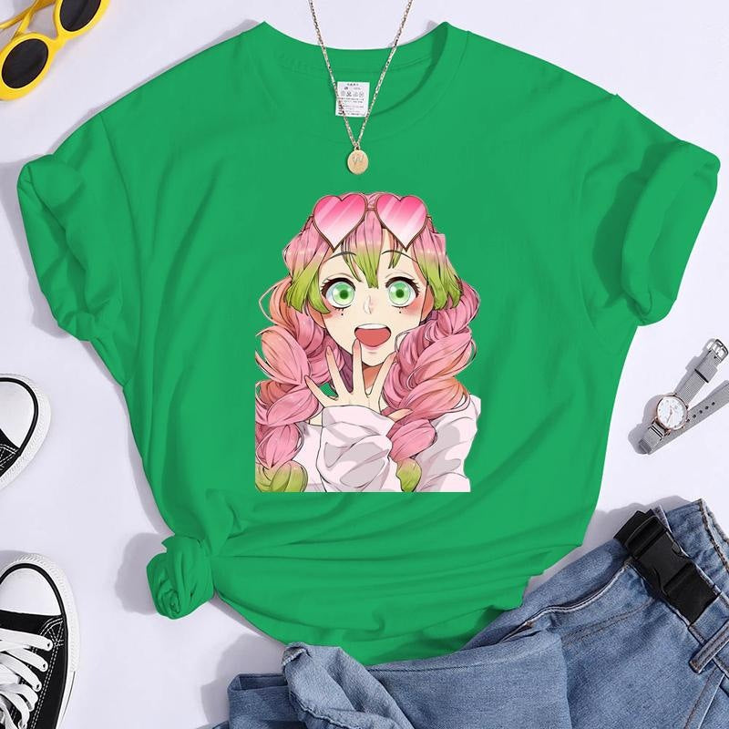 2024New Kanroji Mitsuri Graphic Print T Shirt Women Summer