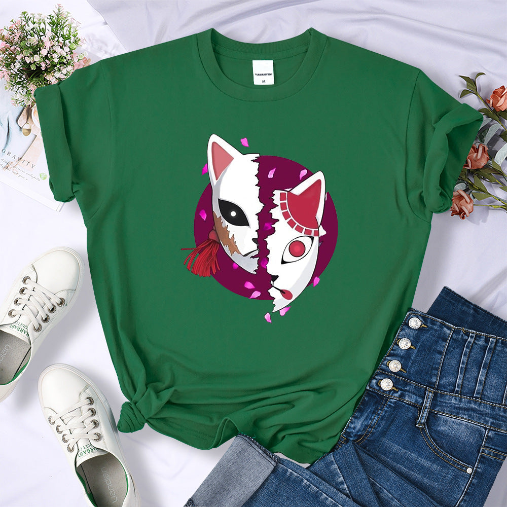 2024Demon Slayer Mask Anime Prints T-Shirt