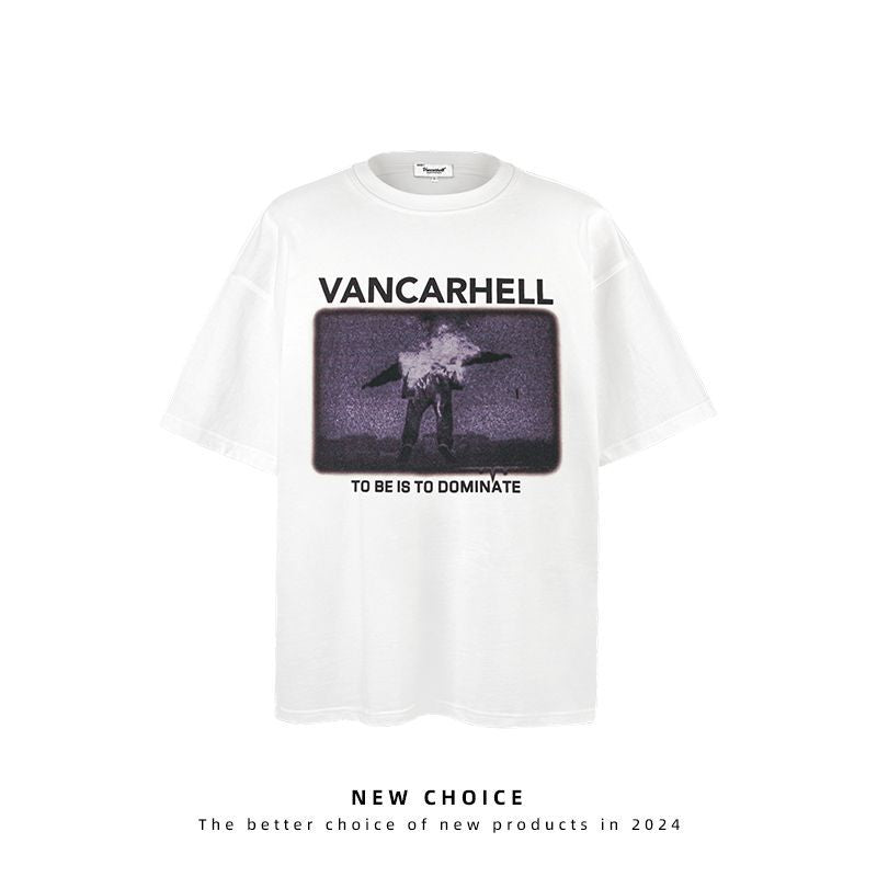 American vintage street T-shirt retro men's loose half-sleeved shirt