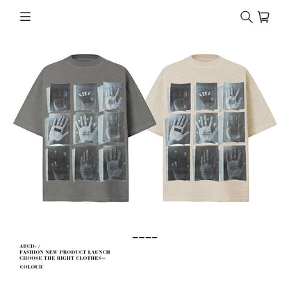 American vintage street T-shirt pure cotton retro men's and women's summer loose