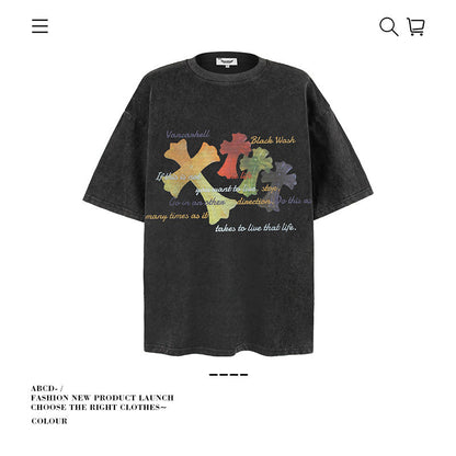 American vintage street T-shirt cotton men loose summer