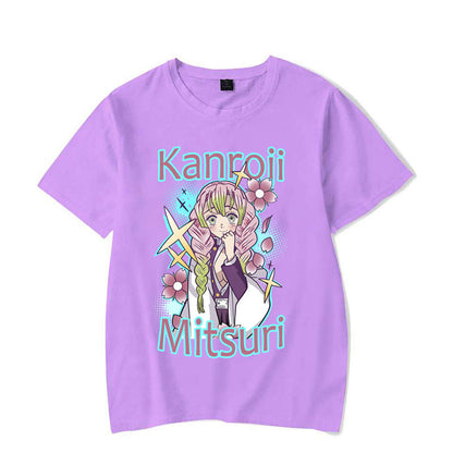 2024New Anime Kanroji Mitsuri Print T-shirt Women Summer