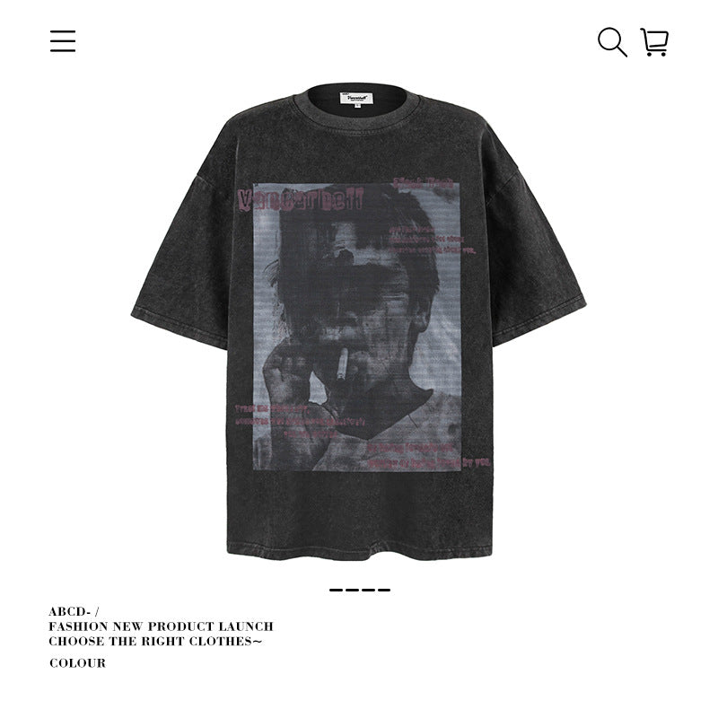 American vintage street T-shirt men's loose cotton
