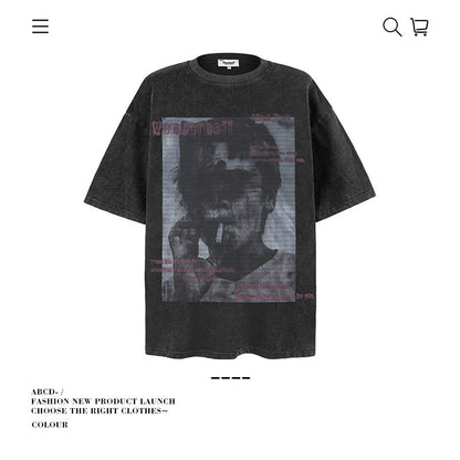American vintage street T-shirt men's loose cotton