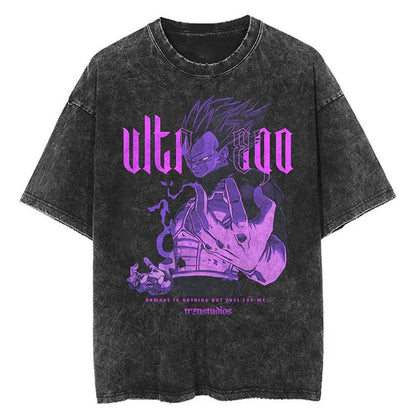 2024Men Tshirt Washed Black Vintage Japanese Anime Dragon (Prat 2)