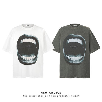 American vintage street T-shirt retro men loose summer