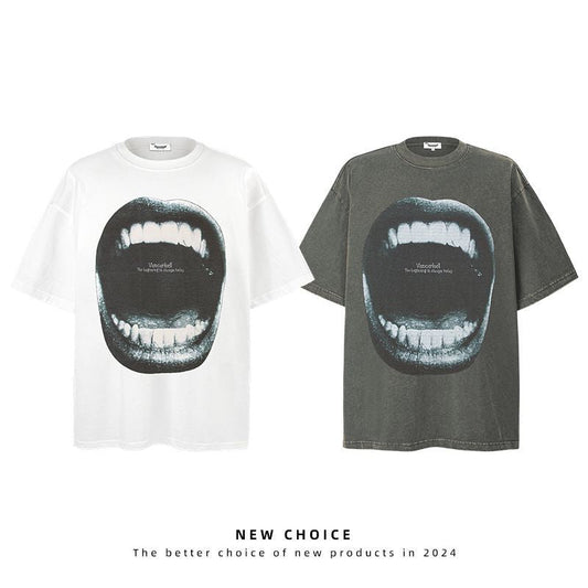 American vintage street T-shirt retro men loose summer