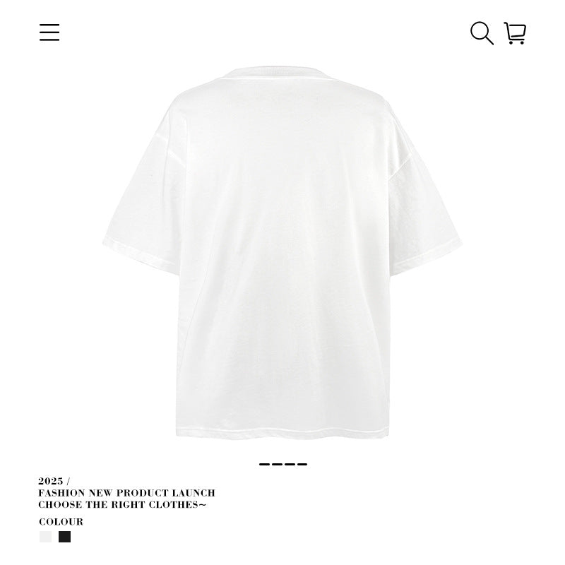 American vintage street T-shirt pure cotton men and women loose