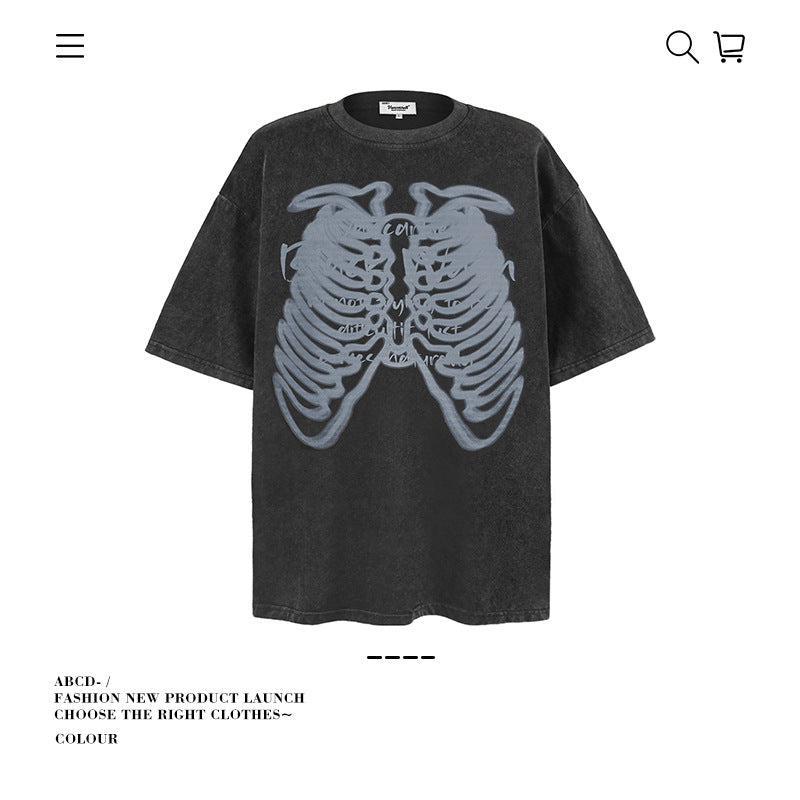 American vintage street T-shirt cotton men loose summer