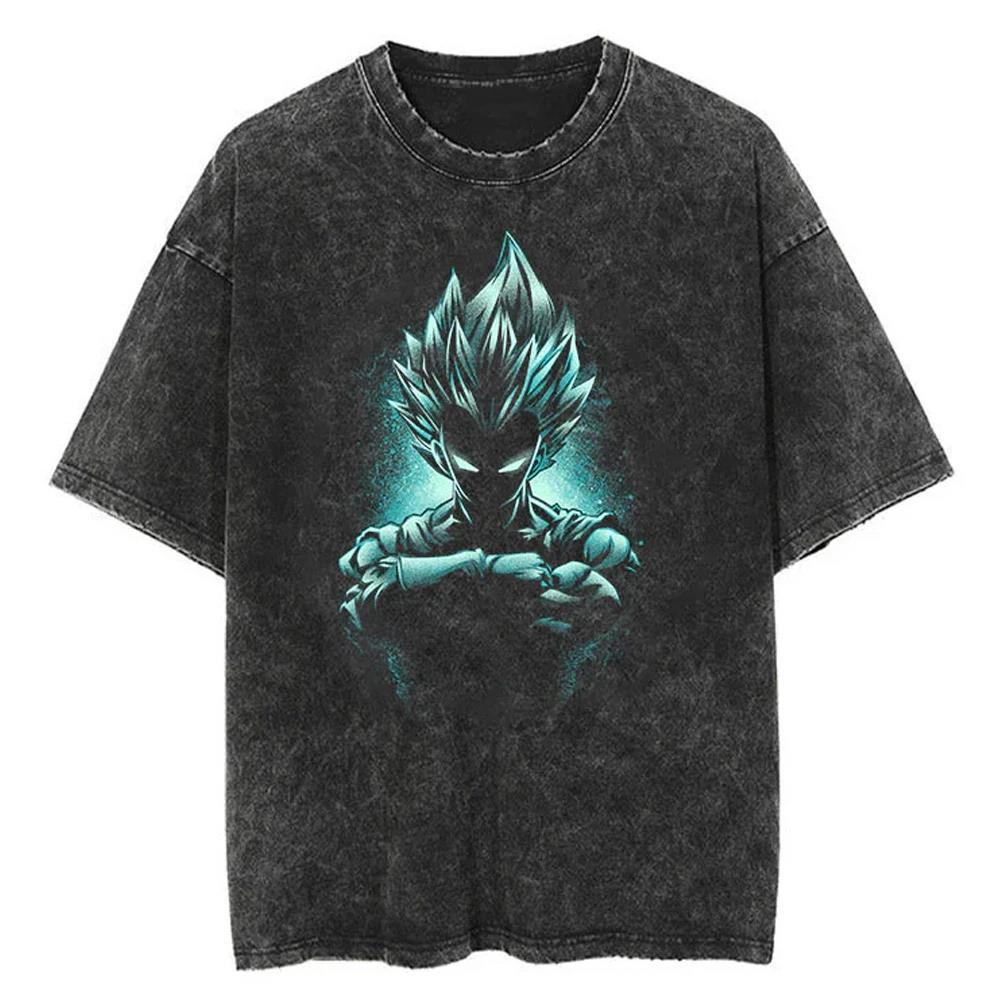 2024Men Tshirt Washed Black Vintage Japanese Anime Dragon (Prat 2)