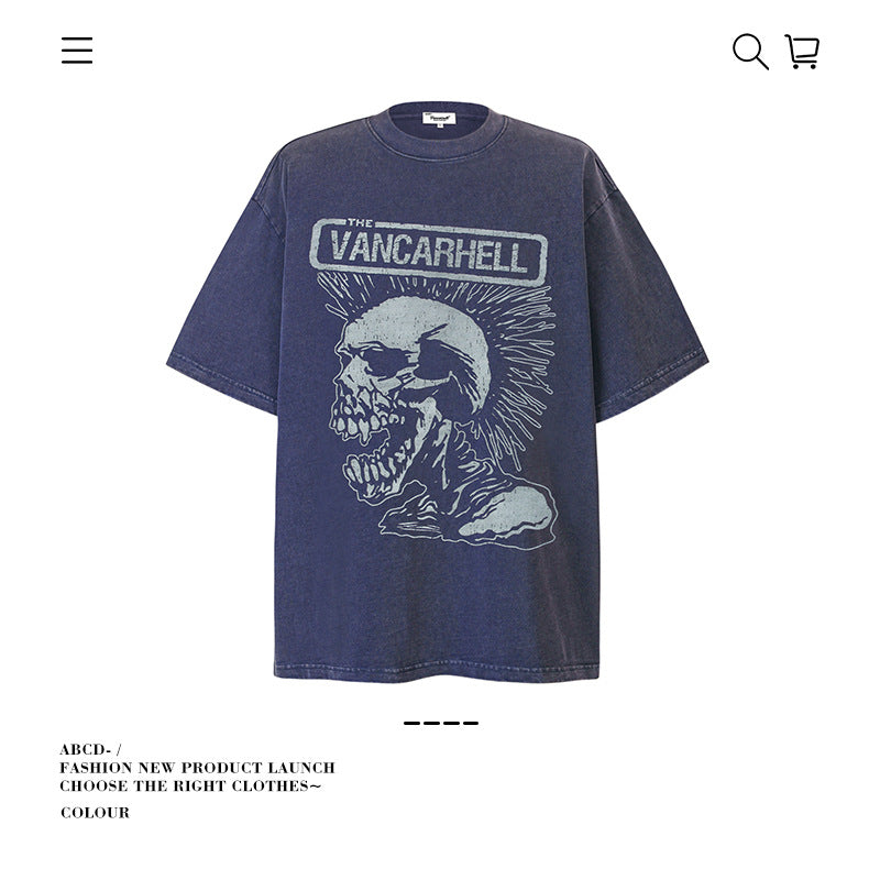 American vintage street T-shirt pure cotton men's and women's summer loose