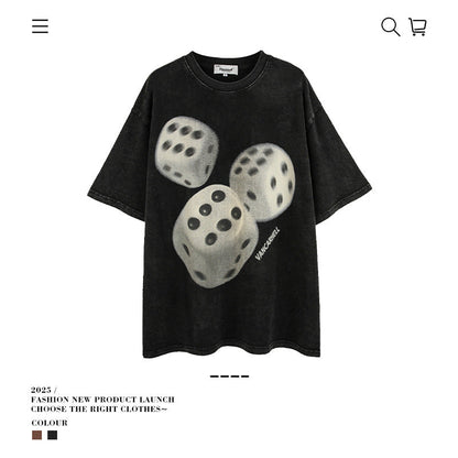 American vintage street T-shirt retro men's loose half-sleeved shirt