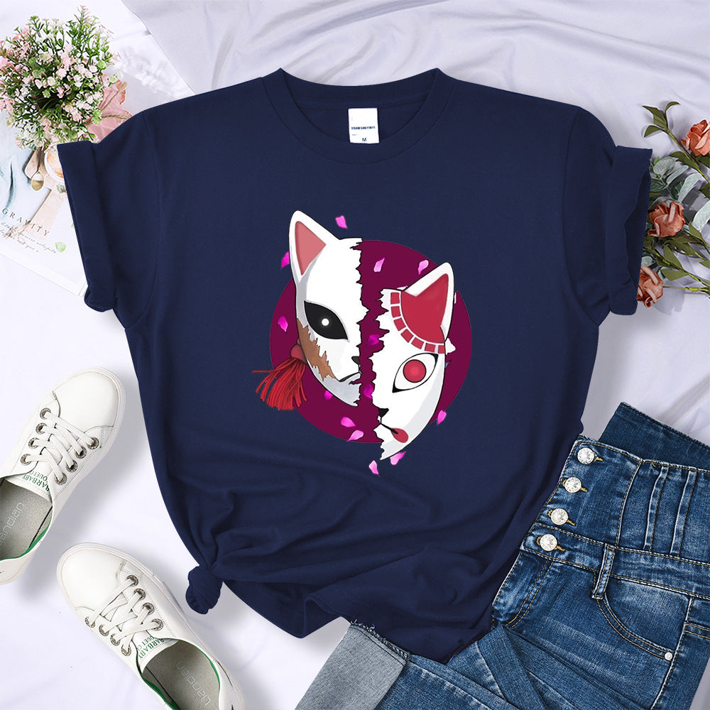 2024Demon Slayer Mask Anime Prints T-Shirt
