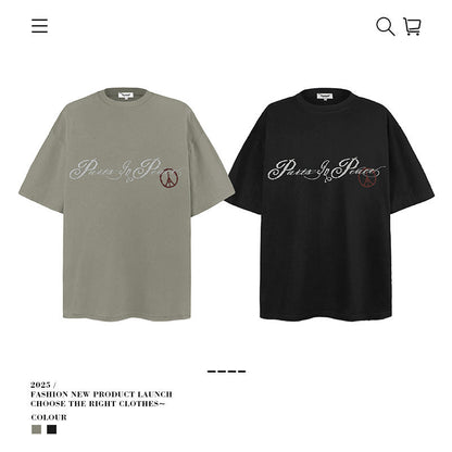 American vintage street T-shirt loose cotton summer men