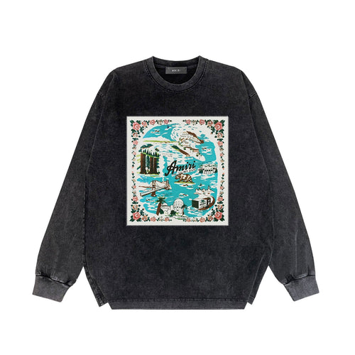 Amiri Long Sleeve Shirt Vintage T Shirt Washed and Worn Vintage Long Sleeve T-shirt