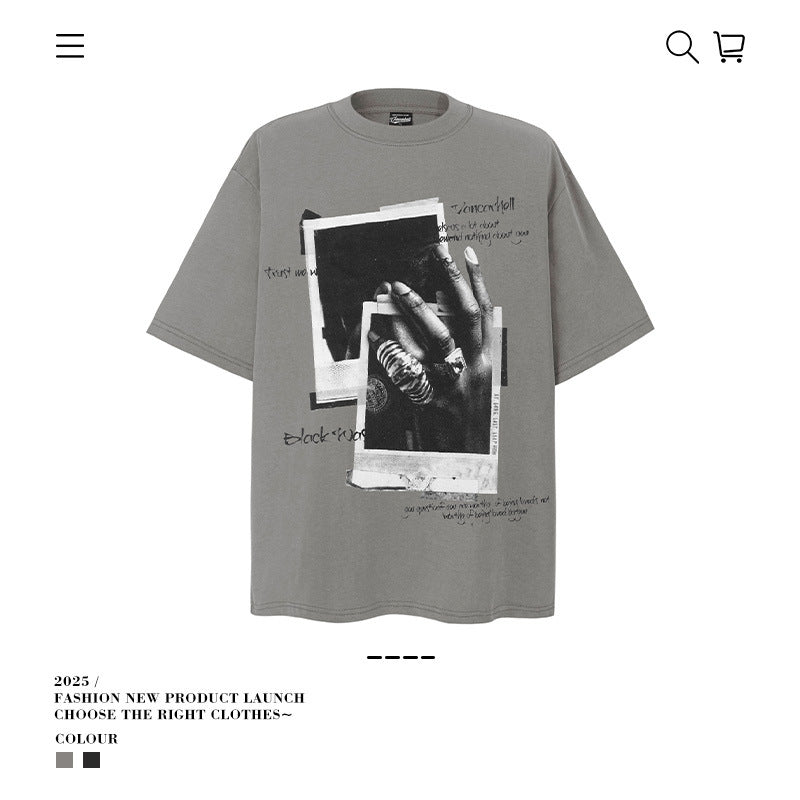American vintage street T-shirt vintage cotton summer men and women