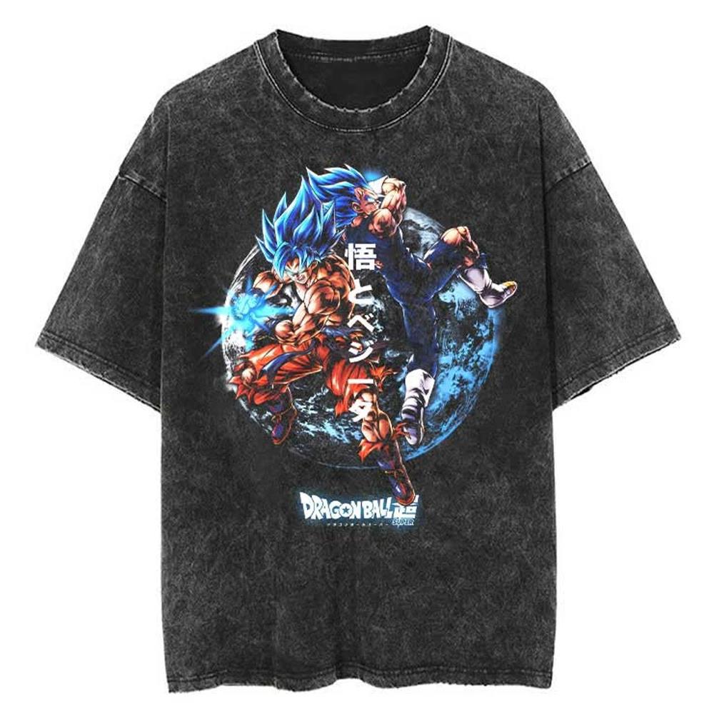 2024Men Tshirt Washed Black Vintage Japanese Anime Dragon (Prat 2)
