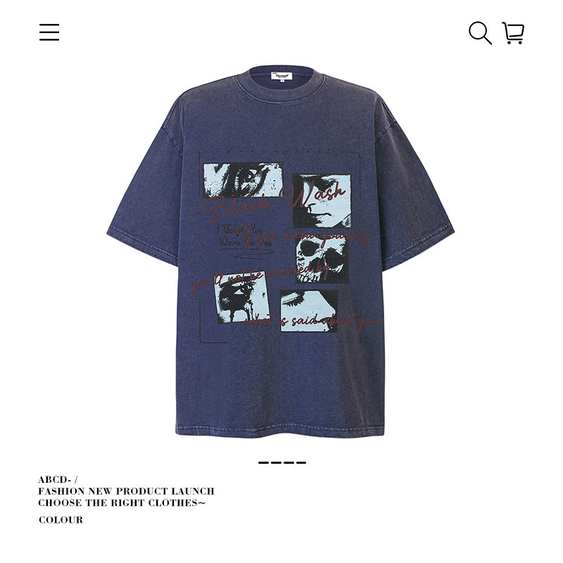 American vintage street T-shirt men's loose cotton