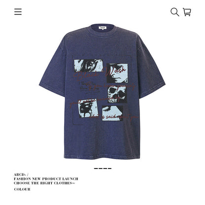 American vintage street T-shirt men's loose cotton
