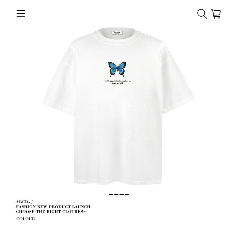 American vintage street T-shirt pure cotton men's and women's summer loose