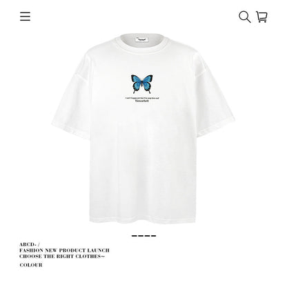 American vintage street T-shirt pure cotton men's and women's summer loose